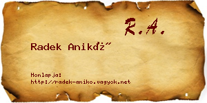 Radek Anikó névjegykártya